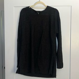 Eileen fisher lush merino wool blend oversized crew neck sweater in ash gray